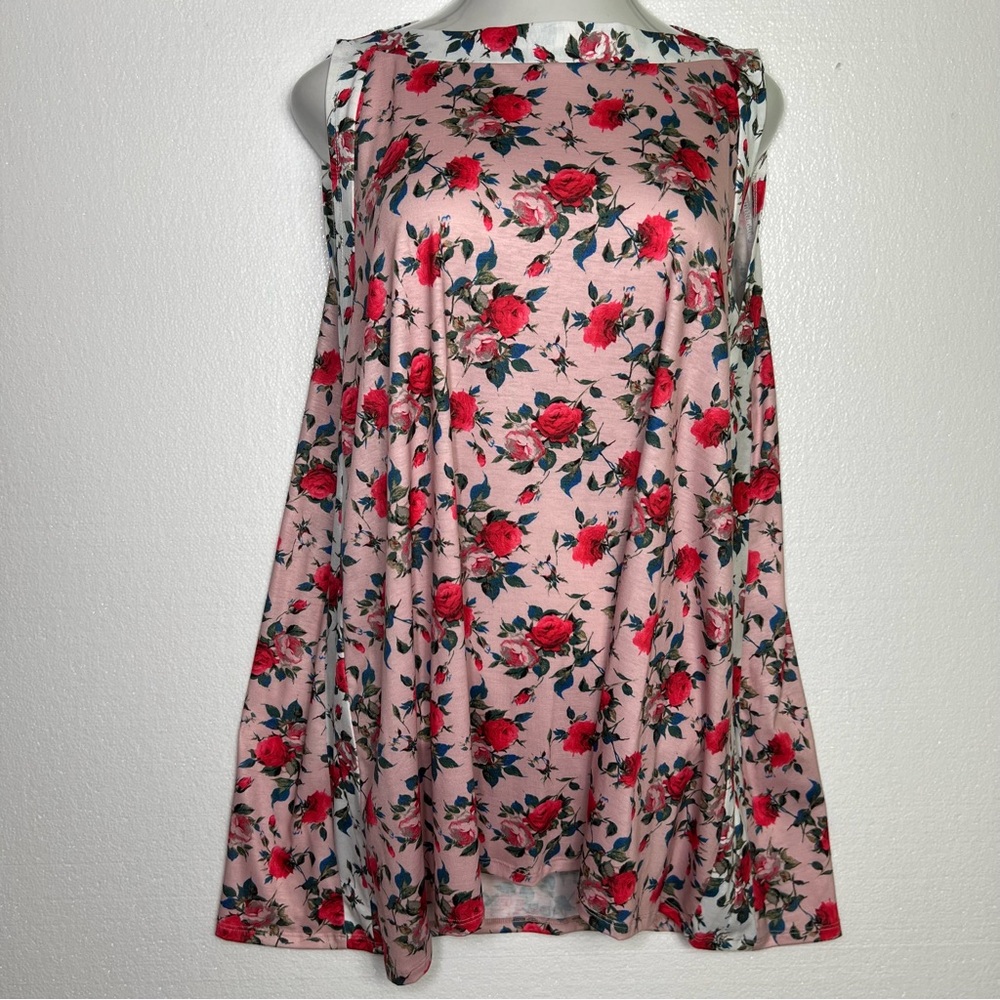 Women's Pink Floral Swing Tank Top